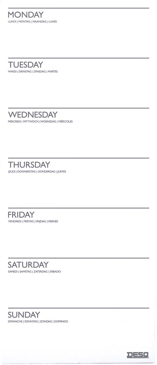 Desq magnetische weekplanner, ft 15 x 35 cm