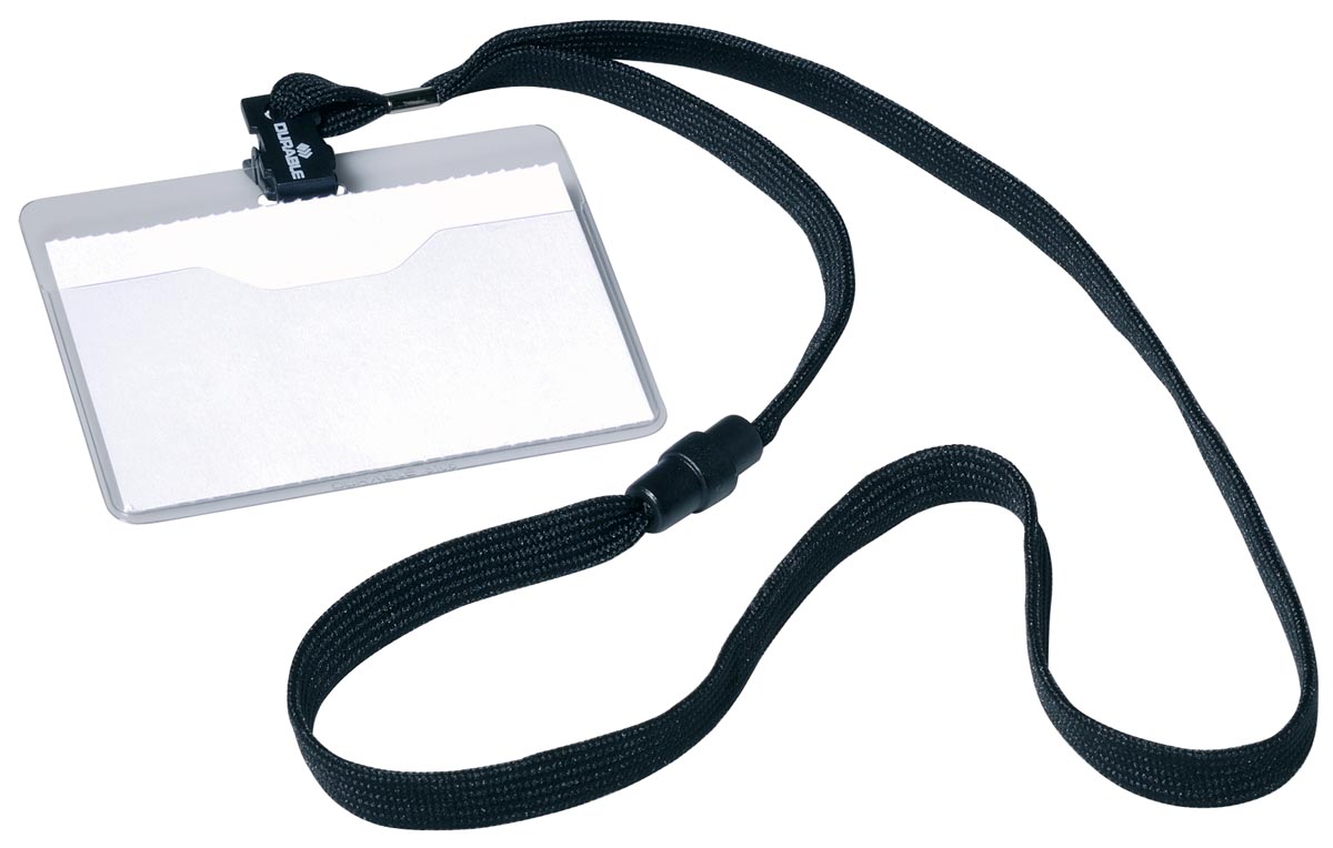 Durable badge met textielband zwart, 10 stuks afbeelding