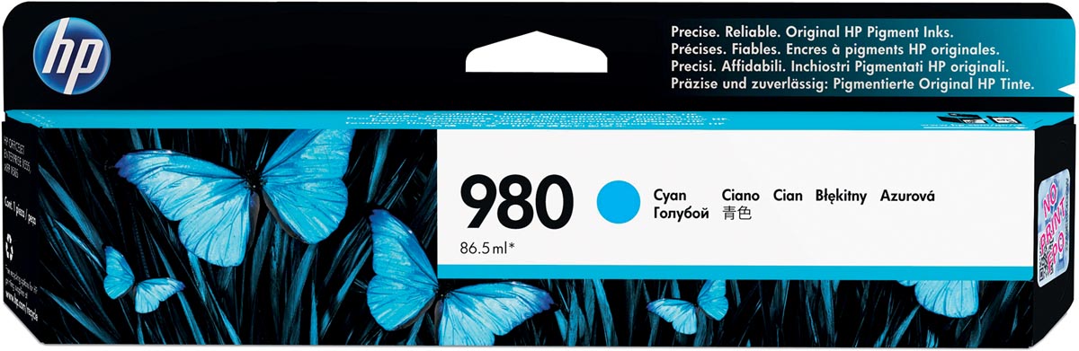 HP inktcartridge 980A, 6.600 pagina's, OEM D8J07A, cyaan