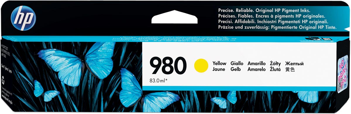 HP inktcartridge 980A, 6.600 pagina's, OEM D8J09A, geel