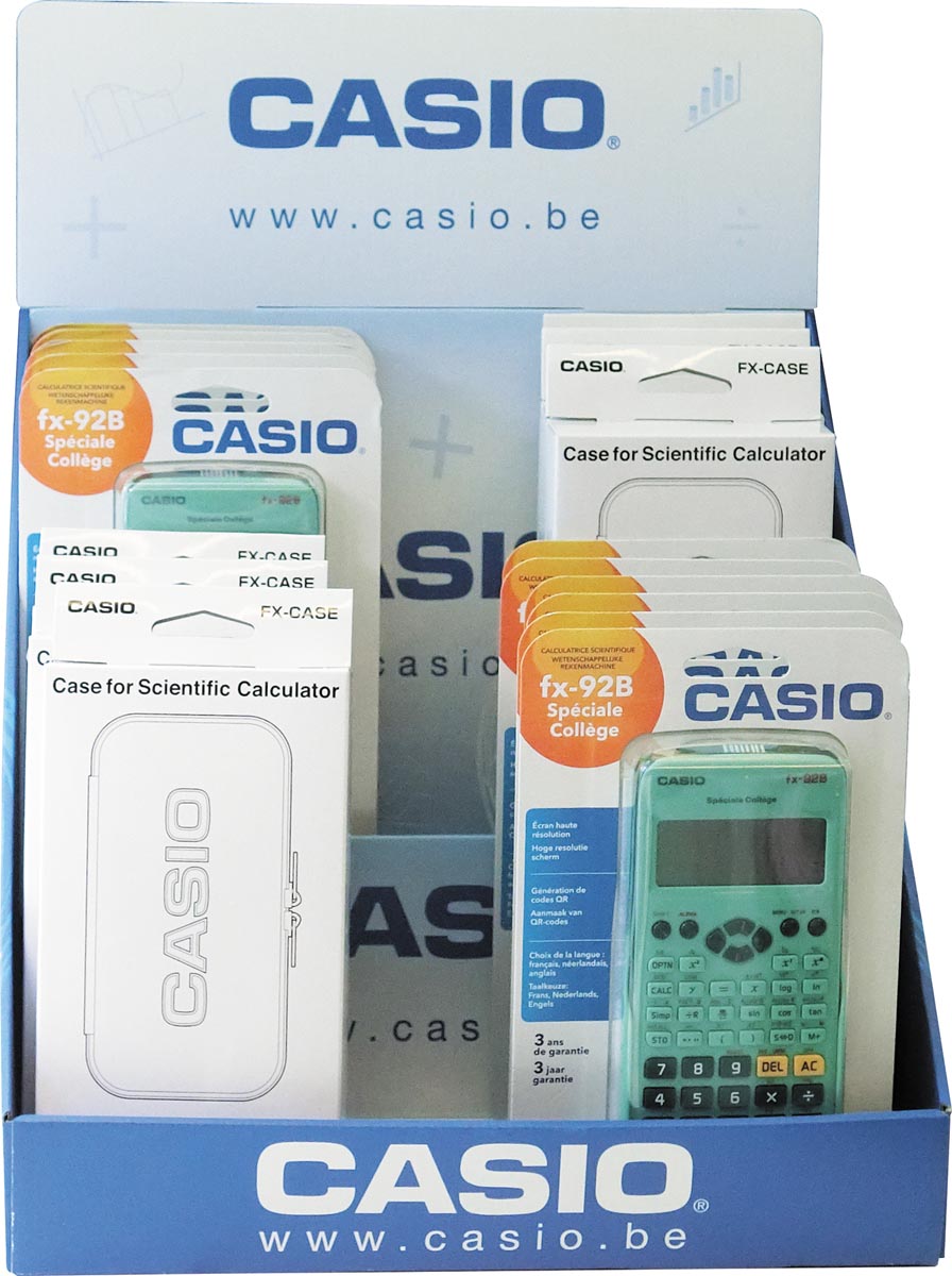 Casio wetenschappelijke rekenmachine FX92B Special College, display van 11 stuks en 6 beschermetuis