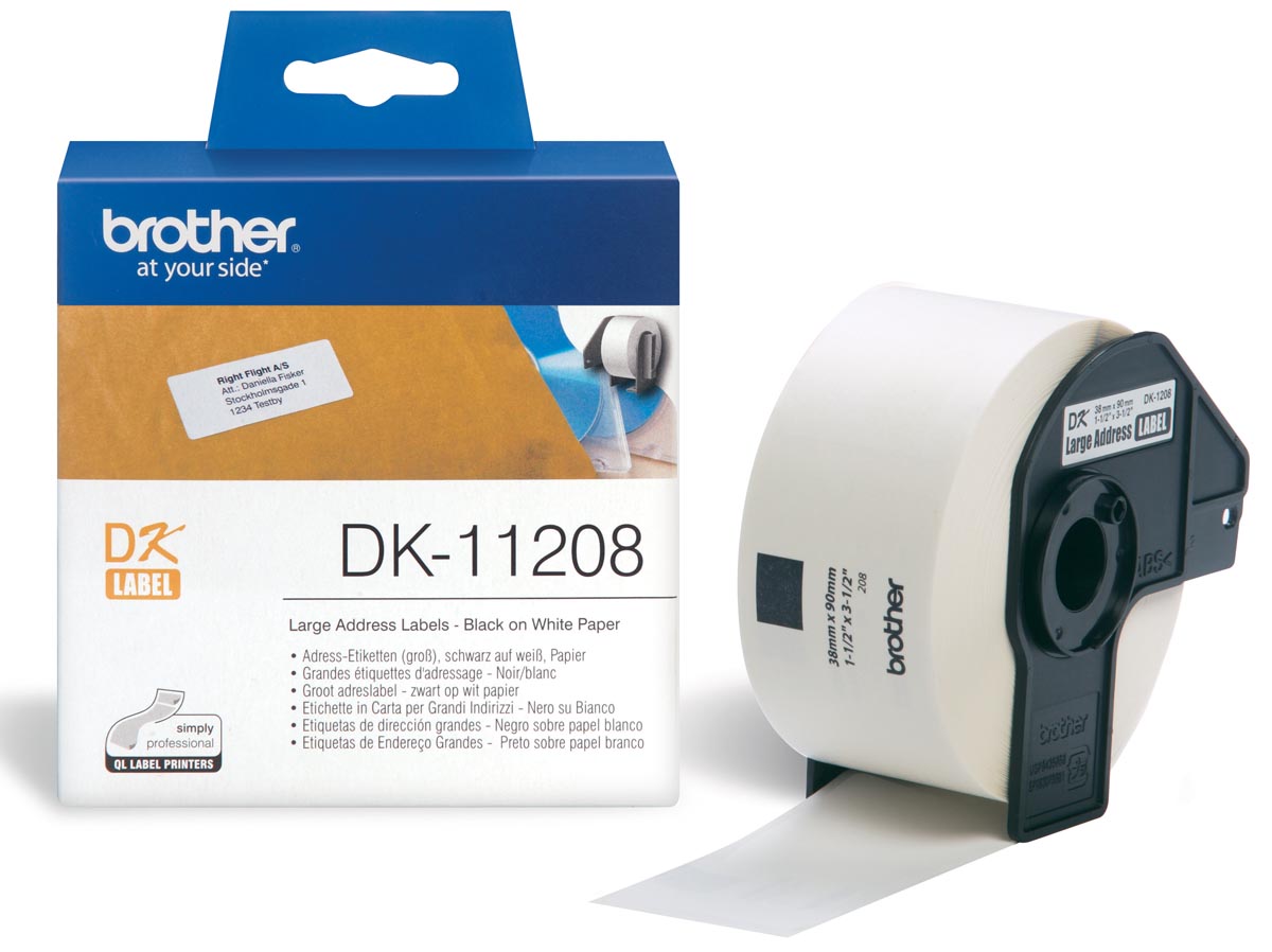 Brother etiketten voor QL, ft 38 x 90 mm, pak van 400 etiketten afbeelding
