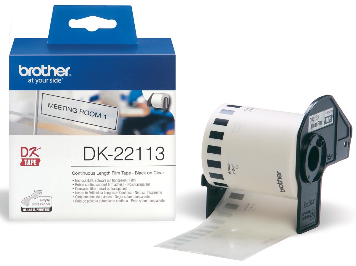 Brother doorlopende labelrol voor QL, ft 62 mm x 15,24 m, plastic film, transparant