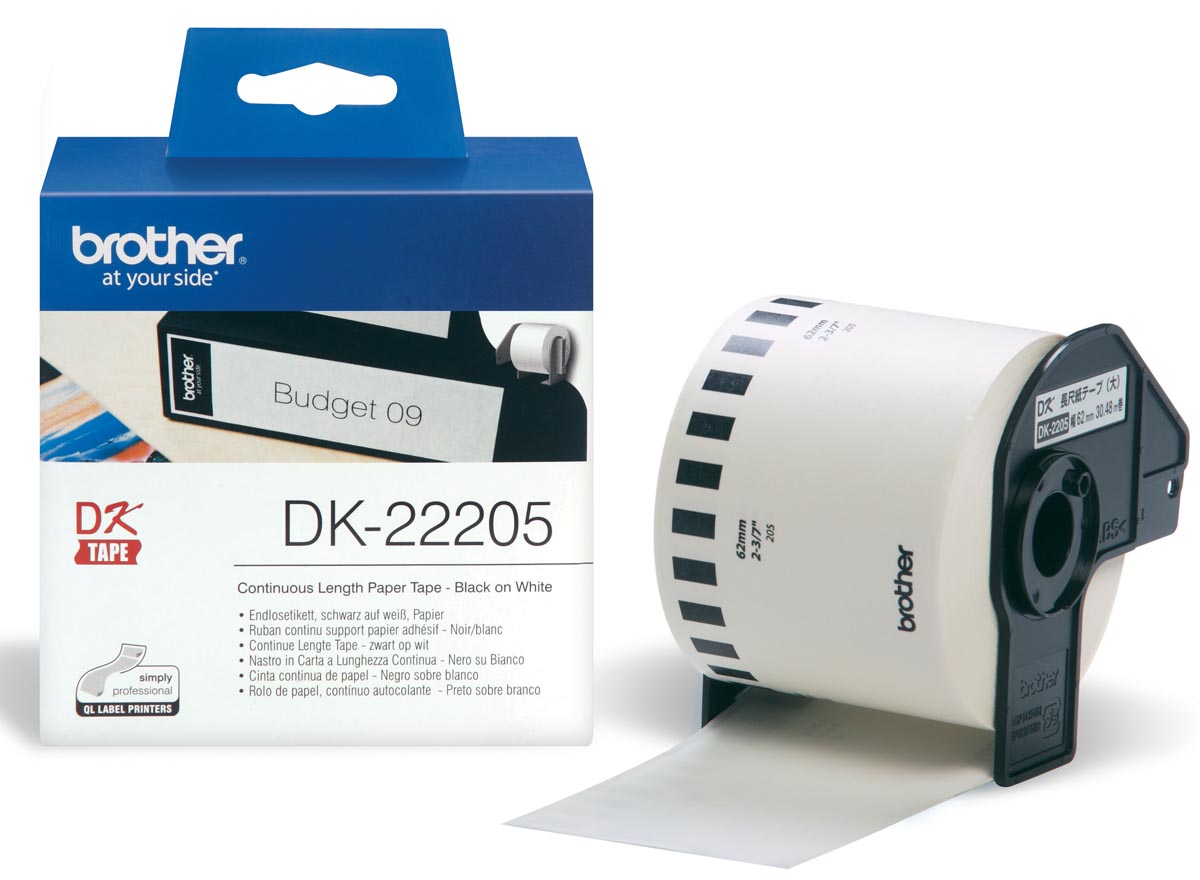 Brother doorlopende labelrol voor QL, ft 62 mm x 30,48 m, papier afbeelding