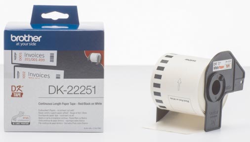 Brother doorlopende labelrol voor QL, ft 62 mm x 15,24 m, papier, zwart-rode tekst