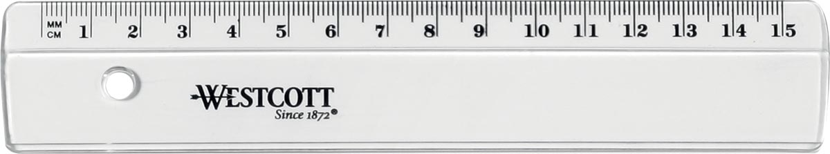 Westcott plastic lat 15 cm afbeelding