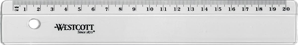 Westcott plastic lat 20 cm, op blister afbeelding