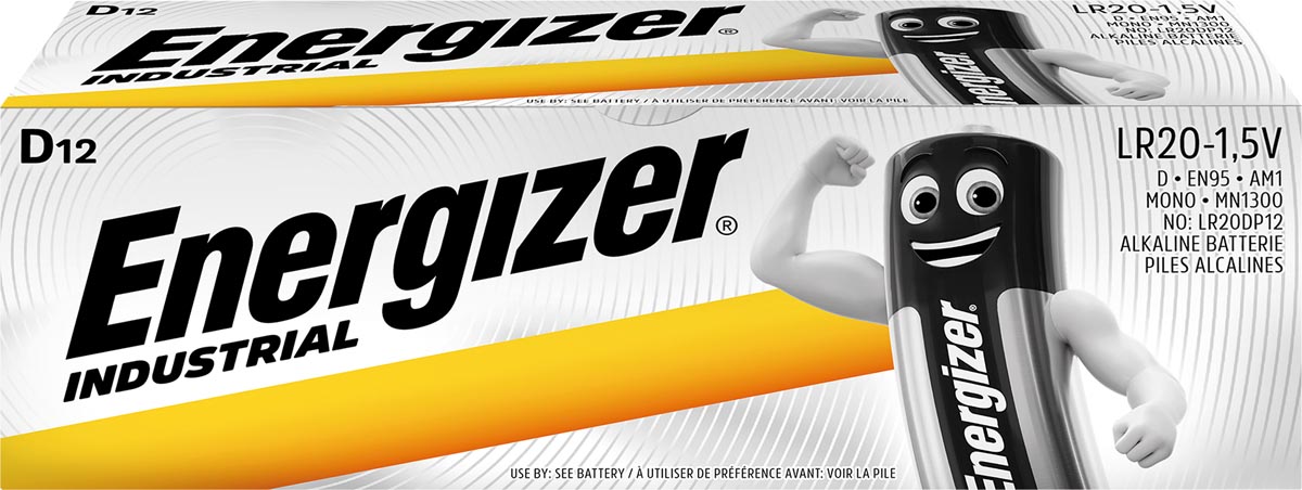 Energizer Industrial alkaline batterij D/LR20/E95, 12 stuks