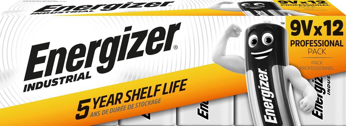 Energizer Industrial alkaline batterij 9V/6LR61/522, 12 stuks afbeelding