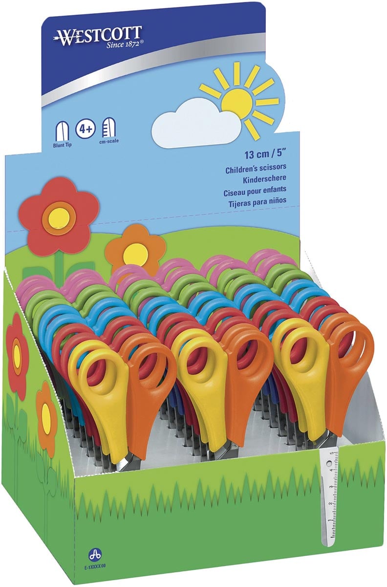 Westcott kinderschaar, linkshandig, display met 30 stuks, assorti afbeelding
