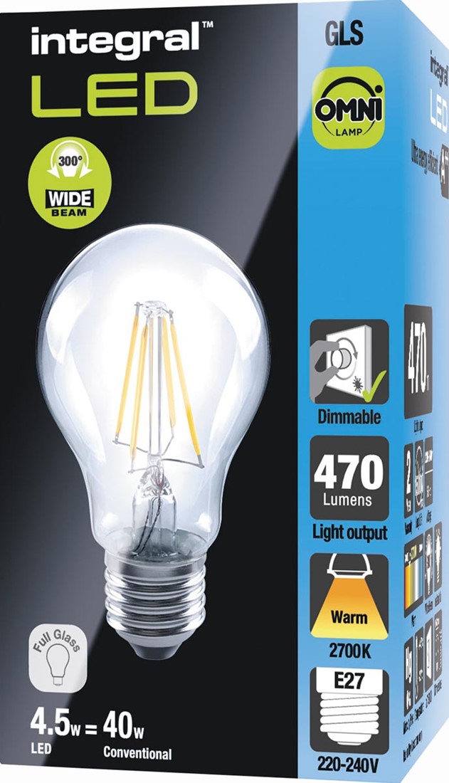 plek flexibel Meevoelen Integral Classic Globe LED lamp E27, dimbaar, 2.700 K, 4,2 W, 470 lumen bij  VindiQ Office