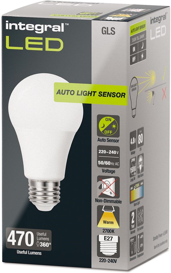 Reafirmar Mutilar Desventaja Integral lampe LED E27 Classic Globe, capteur jour/nuit, non dimmable, 2.700 K, 4,8 W, 470 lumens bij VindiQ Office Reafirmar Mutilar Desventaja Integral lampe LED E27 Classic Globe, capteur jour/nuit, non dimmable, 2.700 K, 4,8 W, 470 lumens bij VindiQ Office