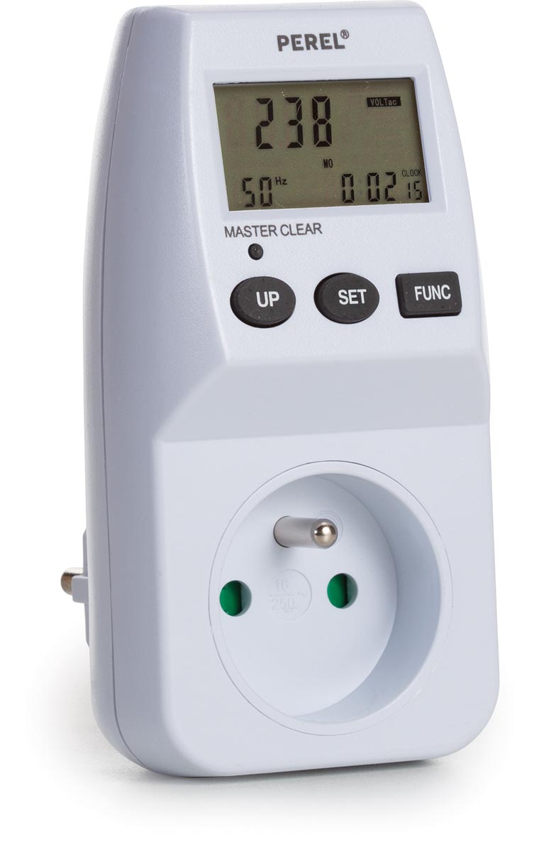 Perel energiemeter, 230 V, 16 A, wit, voor België afbeelding