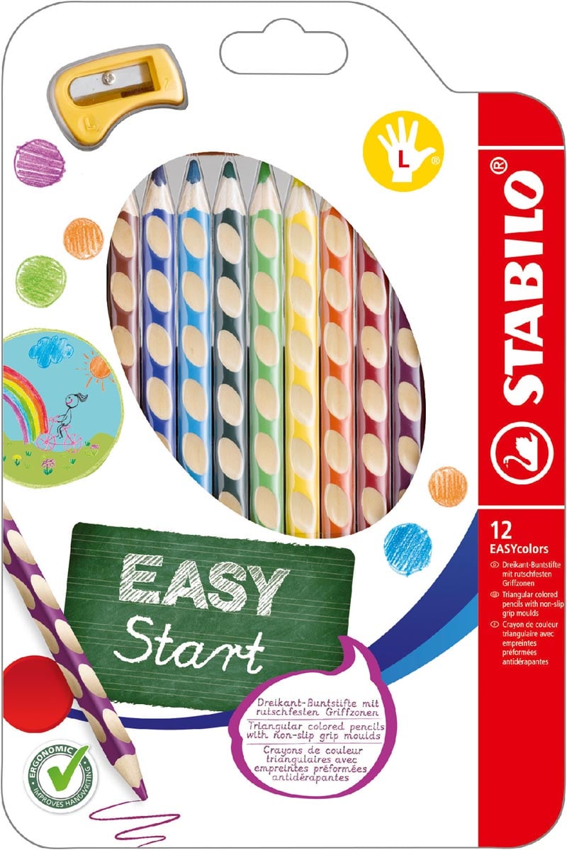 STABILO EASYstart kleurpotlood, linkshandig, etui van 12 stuks, assorti afbeelding