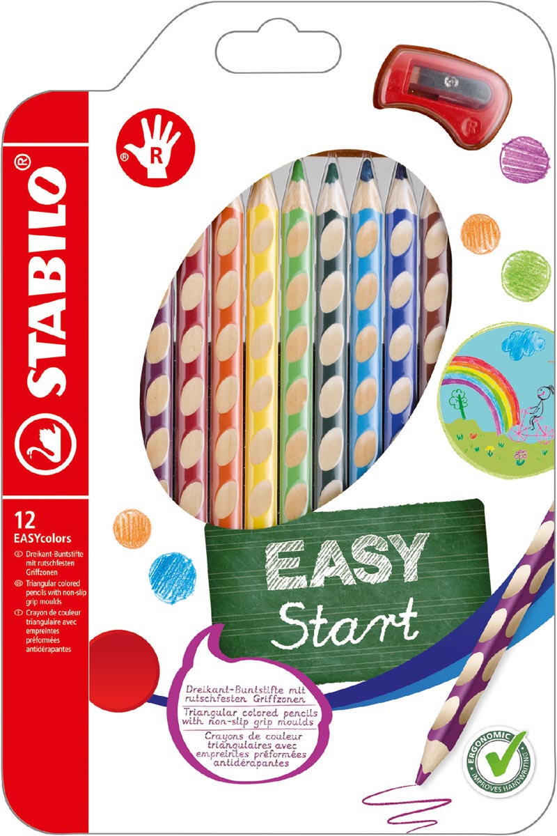 STABILO EASYstart kleurpotlood, rechtshandig, etui van 12 stuks, assorti afbeelding