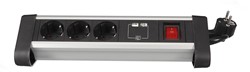 Perel desktop contactdoos met 3 stopcontacten, 2 USB-poorten en schakelaar, zwart, voor Nederland