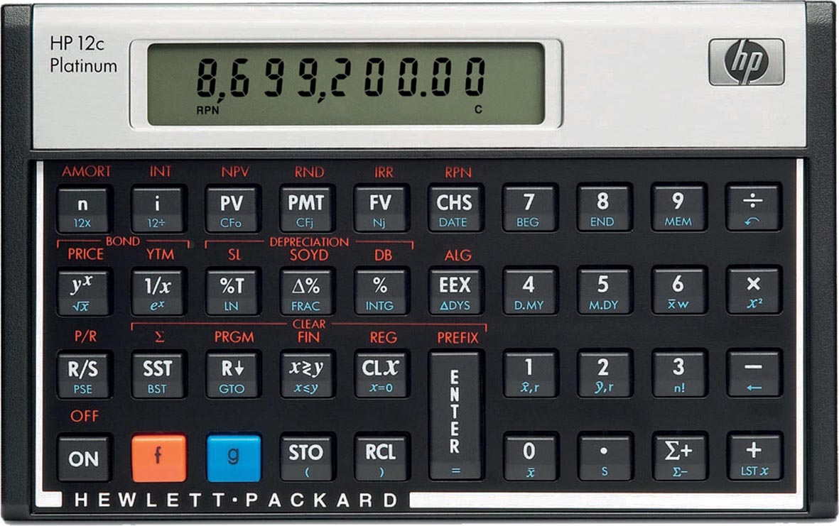 HP financiële rekenmachine 12C Platinum afbeelding