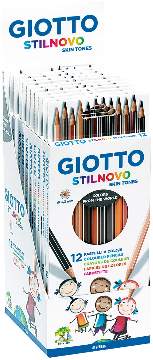 Giotto Stilnovo Skin Tones kleurpotloden, ophangbaar kartonnen etui met 12 potloden afbeelding