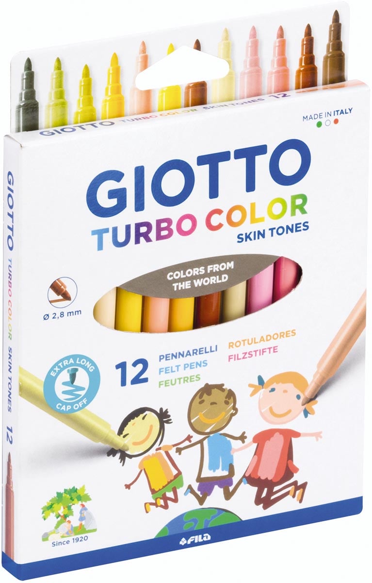 Giotto Turbo Color Skin Tones viltstiften, etui van 12 stuks afbeelding