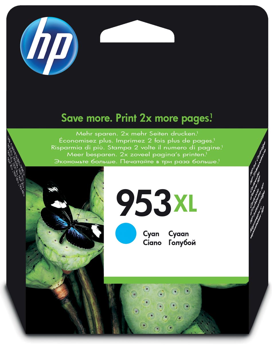 HP inktcartridge 953XL, 1.450 pagina&apos;s, OEM F6U16AE, cyaan afbeelding