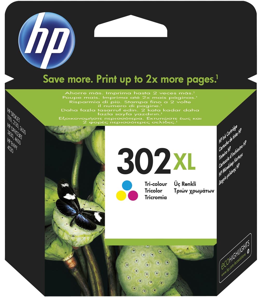 HP inktcartridge 302XL, 330 pagina's, OEM F6U67AE, 3 kleuren HP inktcartridge 302XL, 330 pagina's, OEM F6U67AE, 3 kleuren