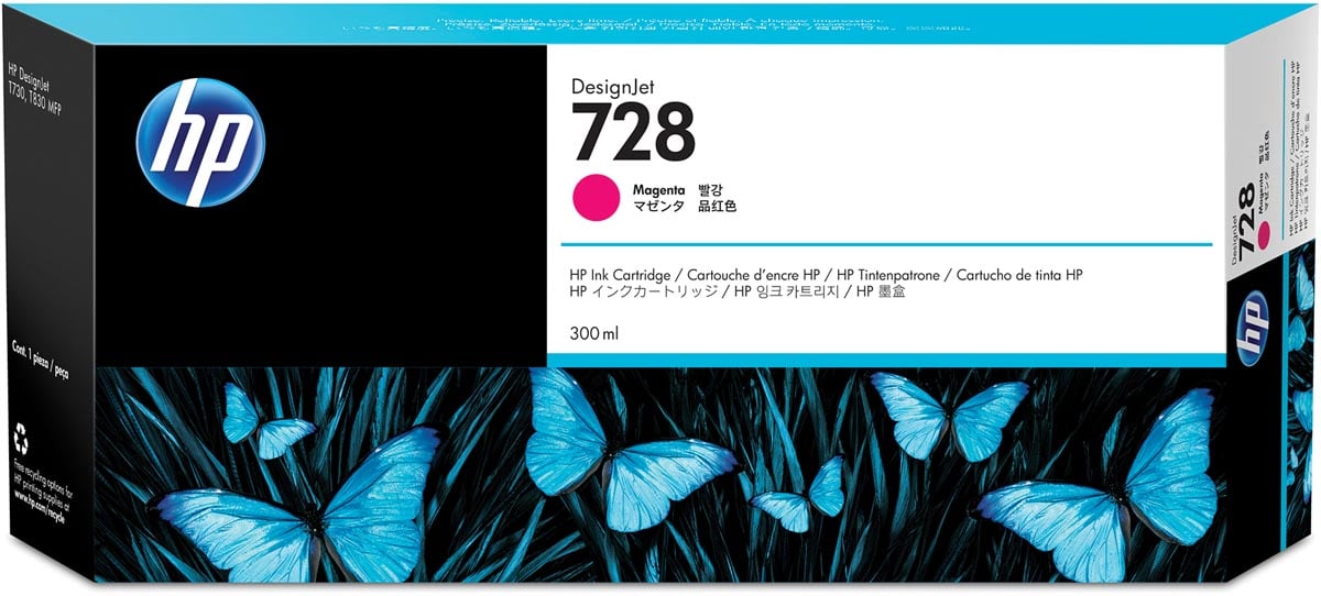 HP inktcartridge 728, 300 ml, OEM F9K16A, magenta afbeelding