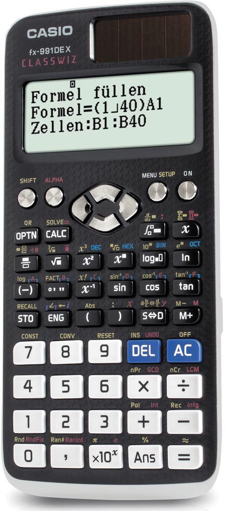 Casio wetenschappelijke rekenmachine FX-991DEX, Duitstalige versie