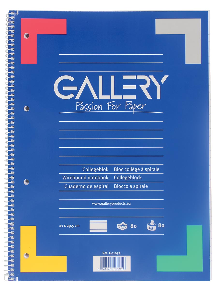 Gallery spiraalblok ft A4, gelijnd, 80 vel, 4-gaats afbeelding