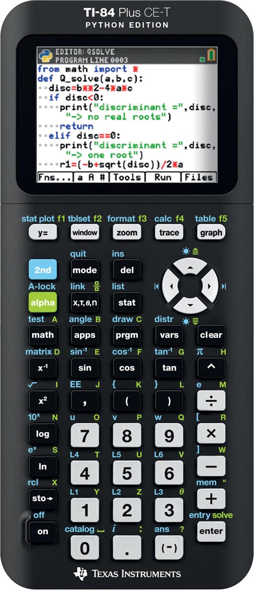 Texas grafische rekenmachine TI-84 Plus CE-T Python edition, zwart afbeelding