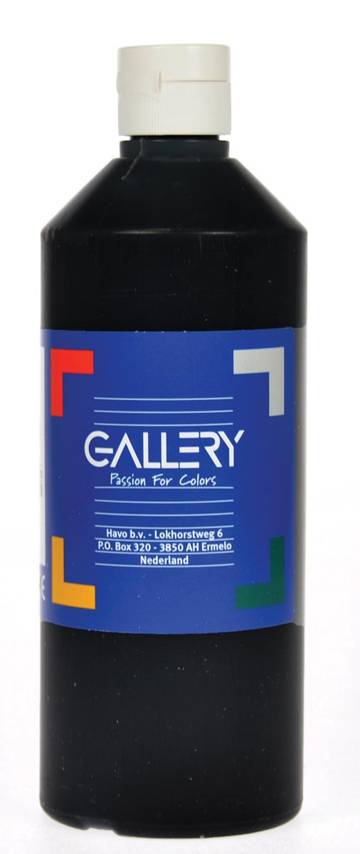 Gallery plakkaatverf, flacon van 500 ml, zwart