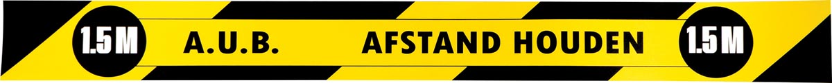 Gallery vloersticker, houd 1,5 meter afstand, ft 80 x 8 cm, geel/zwart Gallery vloersticker, houd 1,5 meter afstand, ft 80 x 8 cm, geel/zwart