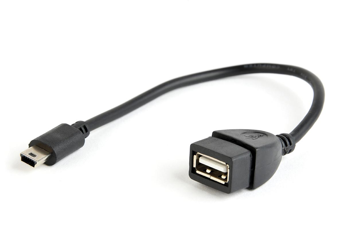 Cablexpert USB kabel OTG, USB A - mini USB B, 0,15 m, zwart