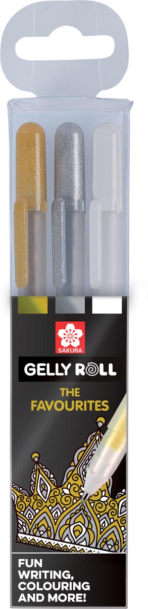 Sakura roller Gelly Roll Mix, etui met 3 stuks (goud, zilver en wit) afbeelding