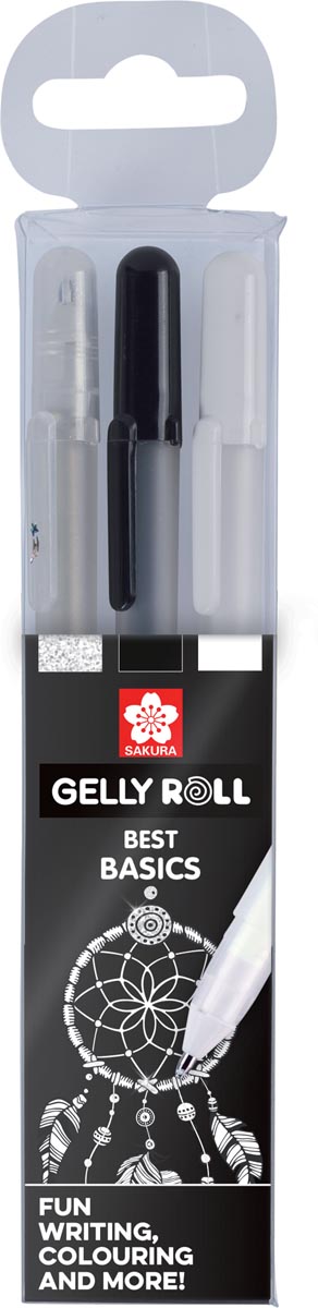Sakura Roller Gelly Roll Basic Etui Met 3 Stuks Transparant Zwart En Wit huismerk kopen in de aanbieding