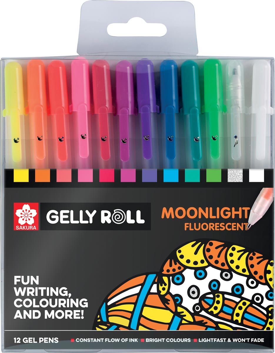 Sakura roller Gelly Roll Moonlight, etui van 12 stuks in geassorteerde kleuren