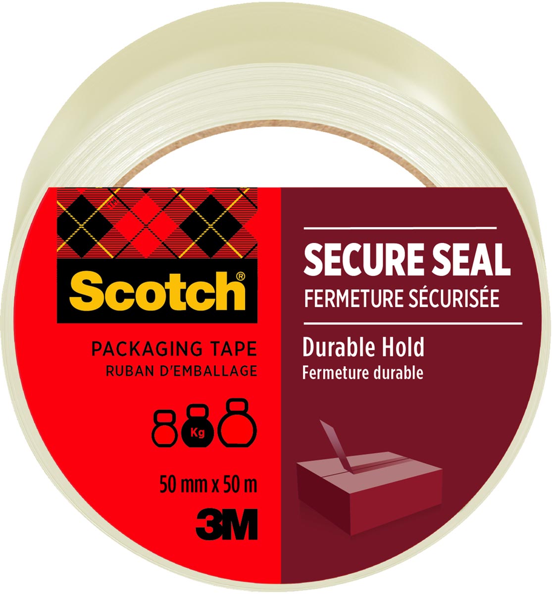Scotch verpakkingsplakband Secure Seal, ft 50 mm x 50 m, transparant, per stuk