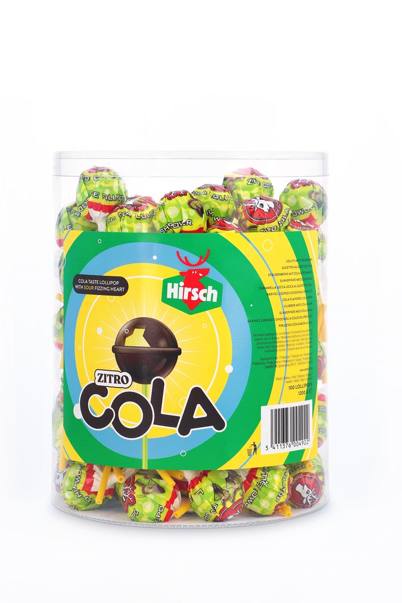 Hirsch Zitro Cola Lolly, 100 stuks, pot van 1,2 kg afbeelding