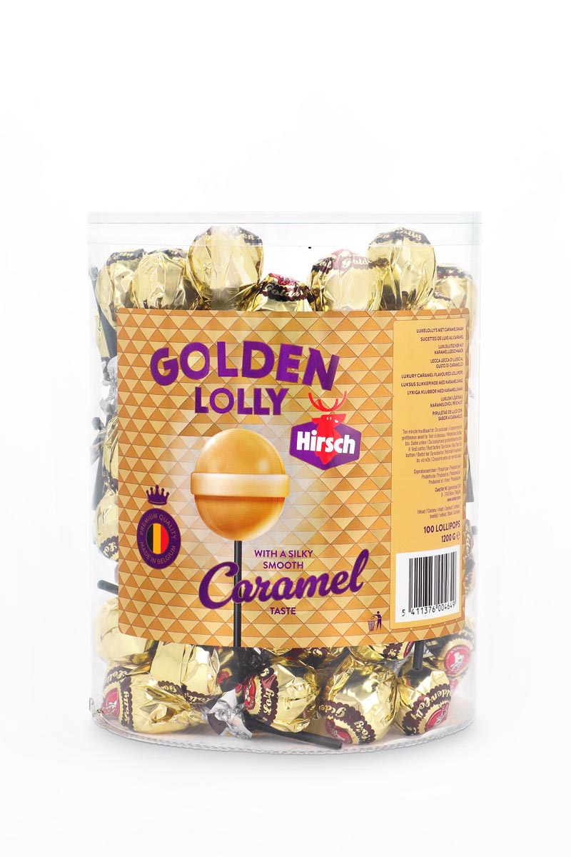 Hirsch Golden Lolly, 100 stuks, pot van 1,2 kg afbeelding