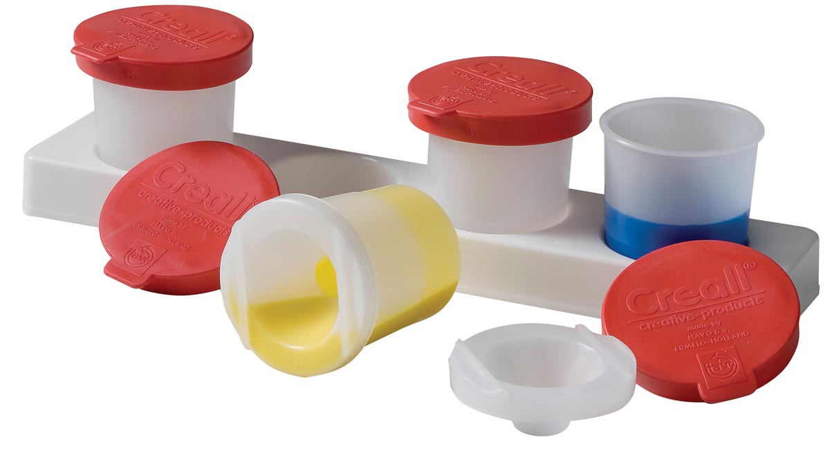 Antiknoeipot voor verf set van 4 potjes van 320 ml met rood deksel afbeelding