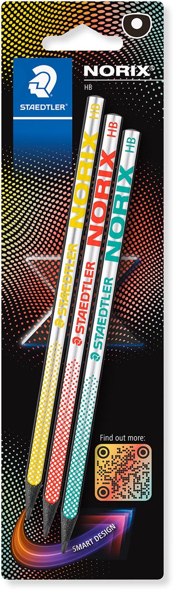 Staedtler Norix grafietpotlood, HB, blister van 3 stuks, geassorteerde kleuren
