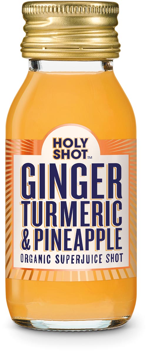Holy Shot biologische shot Ginger, Turmeric & Pineapple BIO, flesje van 60ml, pak van 12 stuks Holy Shot biologische shot Ginger, Turmeric & Pineapple BIO, flesje van 60ml, pak van 12 stuks