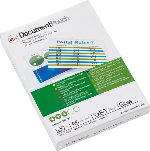 GBC Document lamineerhoes ft A6, 160 micron (2 x 80 micron), pak van 100 stuks