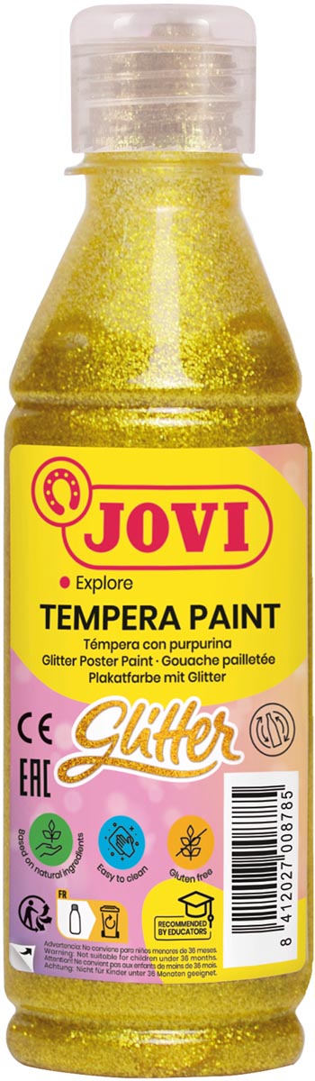 Jovi Plakkaatverf Glitter flacon van 250 ml, geel Jovi Plakkaatverf Glitter flacon van 250 ml, geel