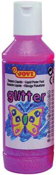 Jovi Plakkaatverf Glitter flacon van 250 ml, roze