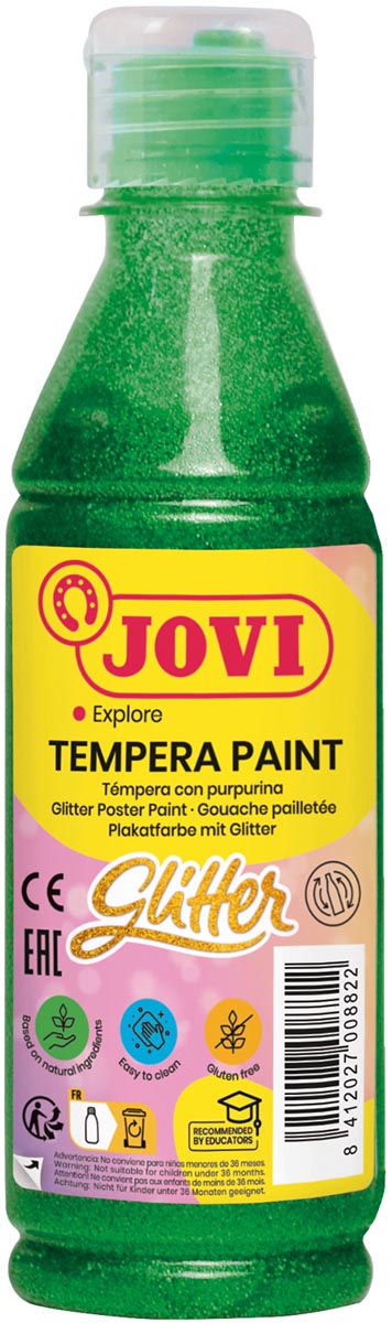 Jovi Plakkaatverf Glitter flacon van 250 ml, groen Jovi Plakkaatverf Glitter flacon van 250 ml, groen