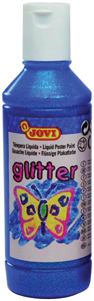 Jovi Plakkaatverf Glitter flacon van 250 ml, blauw