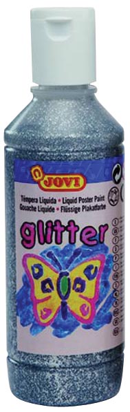 Jovi Plakkaatverf Glitter flacon van 250 ml, zilver