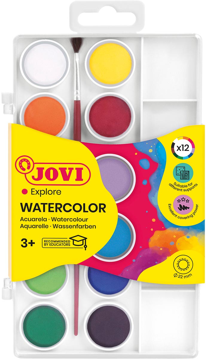 Jovi waterverf, doos met 12 napjes + penseel