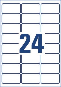 Avery Witte etiketten QuickDry doos van 40 blad, ft 63,5 x 33,9 mm (b x h), 960 stuks, 24 per blad-2