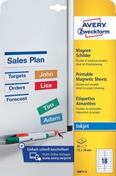 Avery Zweckform magneetetiketten, ft 78 x 28 mm, zonder coating, 90 etiketten, wit